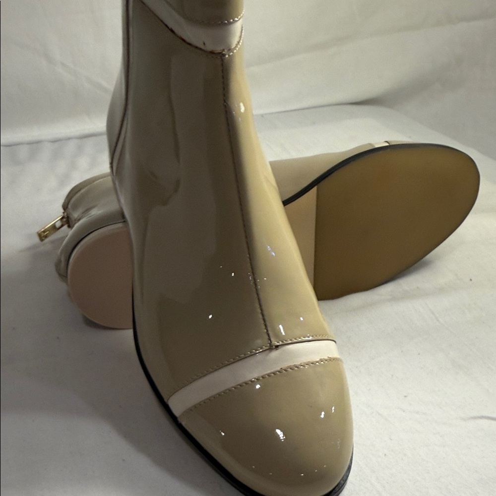Calvin Klein Glossy Taupe Ankle Boots